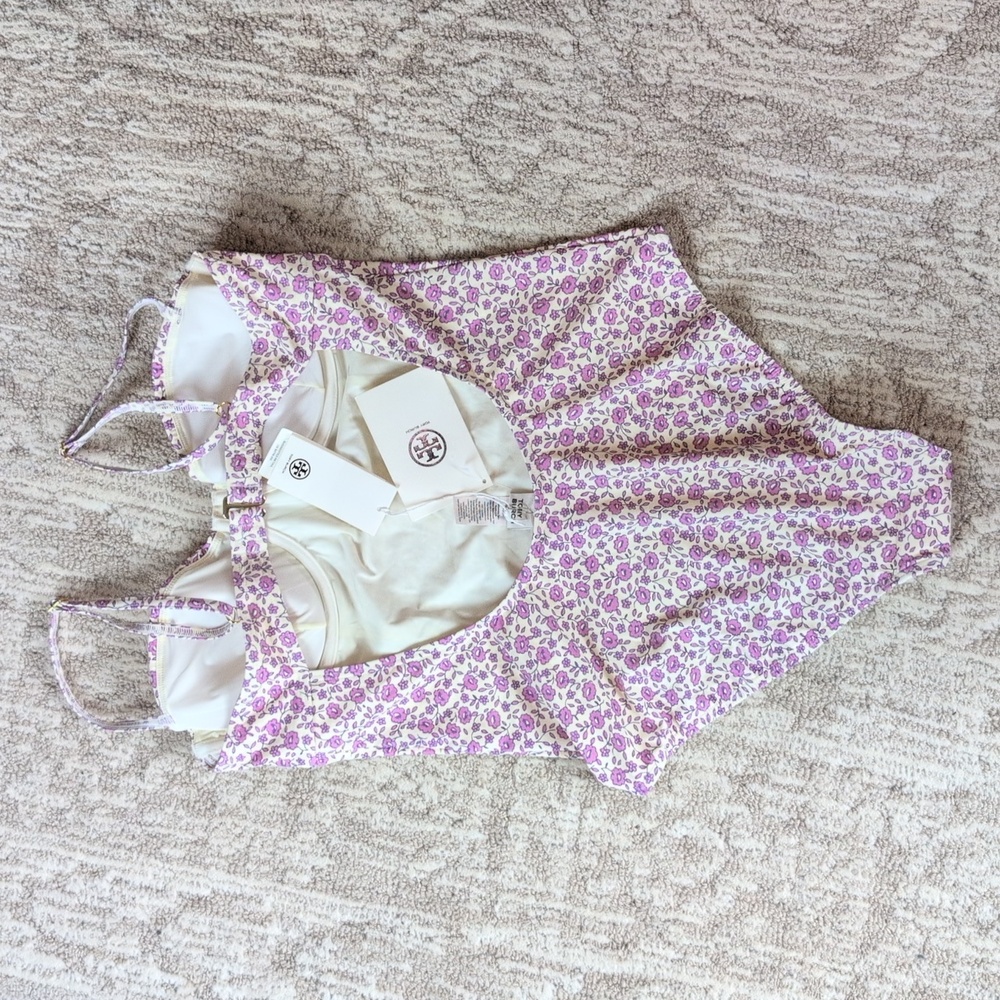 Tory Burch Purple Floral One Piece Swimsuit - Picture 3 of 11